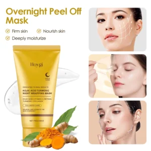 Collagen Peel Off Facial Mask + Kojic Acid Turmeric Overnight Wrapping Mask Anti Aging Nourishes Glowing Skin Peel Off Face Mask